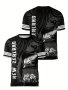 New Zealand Fern & Rugby-Themed Casual T-Shirt For Adult - 3D Digital Print Breathable Sportswear Regular Fit Polyester Blend Crew Neck Tee With Slight