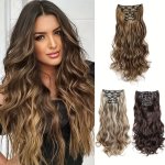 16 Clips 6PCS SET Hair Extensions Long Wavy Hairstyle Synthetic Hairpieces Heat Resistant For Women