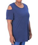 Ladies Plain COLD SHOULDER Top - 60 Navy