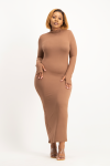 Yolanda Poloneck Bodycon Dress - Mocha - L