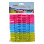 Washing Pegs - Assorted Colours - Plastic - 70MM - 24 Piece - 30 Pack