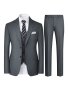 3-PIECE Men's Solid Color Suit Set Blazer Jacket + Vest + Pants Casual Business Style For Wedding Banquet