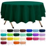 Dinexlence 2 Pack Hunter Green Premium Plastic Tablecloth Round 84 Inches Reusable Forest Green Decorative Table Cover For Dinin