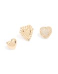 Goldair Gold Cubic Zirconia Heart Pins 3-PACK