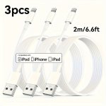 3PCS Or Single Piece Apple Mfi Certified Lightning To USB Charging Cables For Iphone - 6FT Fast Charge Compatible With For Iphon