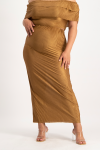 Tessa Plisse Maxi Skirt - Toffee - XL