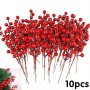 10PCS Christmas Simulation Berry 12 Berries Artificial Flower Fruit Cherry Plants Home Christmas Party Decoration Diy Gif