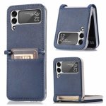 For Samsung Galaxy Z FLIP3 5G Litchi Pattern Folding Leather Shockproof Card All-inclusive Case Blue
