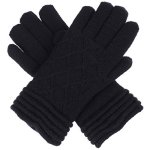 Byos Womens Winter Fashion Ultra Warm Plush Fleece Lined Knit Gloves W decorated Cuff Design More Styles Black Diamond