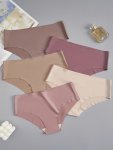 5PCS Seamless Solid Briefs Comfy & Simple Stretchy Intimates Panties Women's Lingerie & Underwear