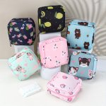Cute Printed Sanitary Napkin Storage Bag Portable Zipper Coin Bag Perfect Carry-on Sanitary Pad Storage Bag