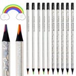 Theast 10 Rainbow Colored Pencils 4 Colors In 1 Rainbow Pencil For Adults Multicolor Triangle Pencil For Party Bags Glitter Art