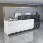 Suzeper Front Counter Desk With Lockable Drawers Reception Counter Desk With Open Shelves Modern Retail Counter Computer Desk Re
