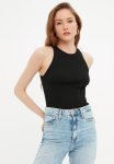 Ribbed Knitwear Blouse - Black