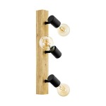 Townshend Triple Metal And Wood Wall Light Black