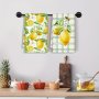 2PCS Lemon Print Kitchen Towels - Ultra-soft Microfiber Decorative Plaid & Watercolor Fruit Designs For Cooking Baking And Bathroom Cleaning