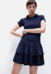 Tiered-skirt Jersey Dress - Navy Blue
