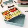 4 Compartment Large Capacity Sealed Square Lunch Box - Blue