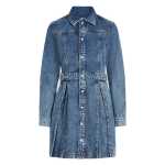 Pleated Denim Dress -mid Blue