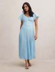 Rue Puff Sleeve Gathered Midi Dress - 20 Seafoam Aqua