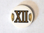 Parts Tile Round 2 X 2 With Bottom Stud Holder With Gold Roman Numeral 12 'xii' Pattern Sticker - Set 75904 14769PB070