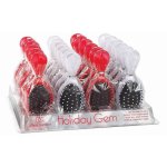 Olivia Garden Holiday Gem Red white MINI Cushion Brush Display: 24 Brushes & Stand