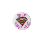Lapel Badge - Small - Autism Super Hero - Pink
