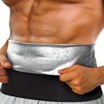 Men's Waist Trimmer Sauna Sweat Workout Shaper Sports Weight Loss Sweat Body Shaper Waist Belt Outer Black Inner Silver Color