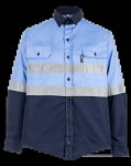 Pioneer Navy skyblue Hi-vis Shirt 100% Cotton Long Sleeve