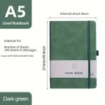 A5 Classic Horizontal Grid Notebook With Pu Leather Cover 7 Colors Date Function Softcover College-ruled Pages For School & Busi