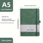 A5 Classic Horizontal Grid Notebook With Pu Leather Cover 7 Colors Date Function Softcover College-ruled Pages For School & Business Office Journaling - Vintage