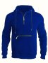 Men's Casual Hooded Sweatshirt With Zipper Details 100% Polyester Knit Fabric Slight Stretch Solid Color Long Sleeve Pullover Style For Fall/Winter Outdoor & Weekend Casual Wear