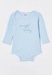 Cotton On Organic Newborn Pointelle Long Sleeve Bubbysuit - White Water Blue snuggle Buddy