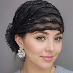 Elegant Women's Sparkly Lace Flower Beanie Multicolor Breathable Beanies Hair Cover Cap With Elastic Band For Short Hair Bohemia
