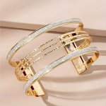 1PC Multi Layers Open Bangle Bracelet Vintage Style Metal Hand Bangle Jewelry Accessory