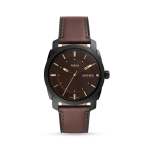 Fossil Men&apos S Machine Black Toned & Brown Leather Watch