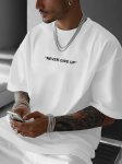 Never Give Up & Eagle Men's Fashion Print Casual Short Sleeved T-Shirt Spring And Summer Tops Comfortable Round Neck T-Shirt