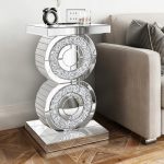 Pregaspor Crushed Diamond Mirrored End Table Unique Side Table With Crystal Inlay Coffee Table For Living Room Bedroom