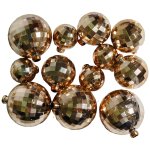 Merry Christmas Gold Disco Ornaments 12PACK