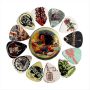 12PCS Abs Guitar Picks With Metal Box - Colorful Printed Plectrums For Elec