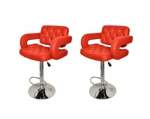 Smte Mak Faux Leather Luxury Barstools With Armrests Set Of 2 Red With Keychain