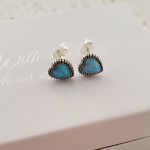 Adalynn 925 Sterling Silver Sn Opal Or Azure Heart Ear Stud Earrings Size: 7MM - Azure Synthetic Opal Earrings Shimmer Blue