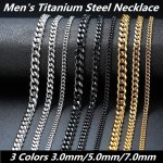 1PC Men's Stainless Steel Cuban Link Chain Necklace Artificial Jewelry Accessories 3.0MM 5.0MM 7.0MM Length 60CM 23.62"