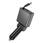 60W Usb-c Pd Fast Car Charger With Dual Ports & Retractable Cable