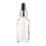 30ML Clear Glass Aromatherapy Bottle With Pipette - Black & Silver Collar 18 78