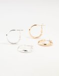 Mixed Metals Medium Clean Hoop Earrings 2-PACK
