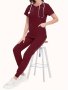 Nurse Work Two-piece Set Crew Neck Pocket Front Scrub Tops & Drawstring Pants Outfits For Hospital Women's Clothing