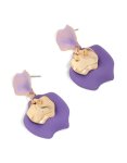 Goldair Gold Double Purple Petal Drop Earrings