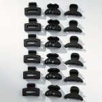 18PCS Rubber Frosted Black Square Hair Claw MINI Small Hair Clip Simple Hair Accessory Female
