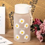 1PC Six-pack Small Daisy Frosted Reusable Plastic Water Cup - Shatterproof Bpa-free Drop-resistant Portable Suitable For Travel